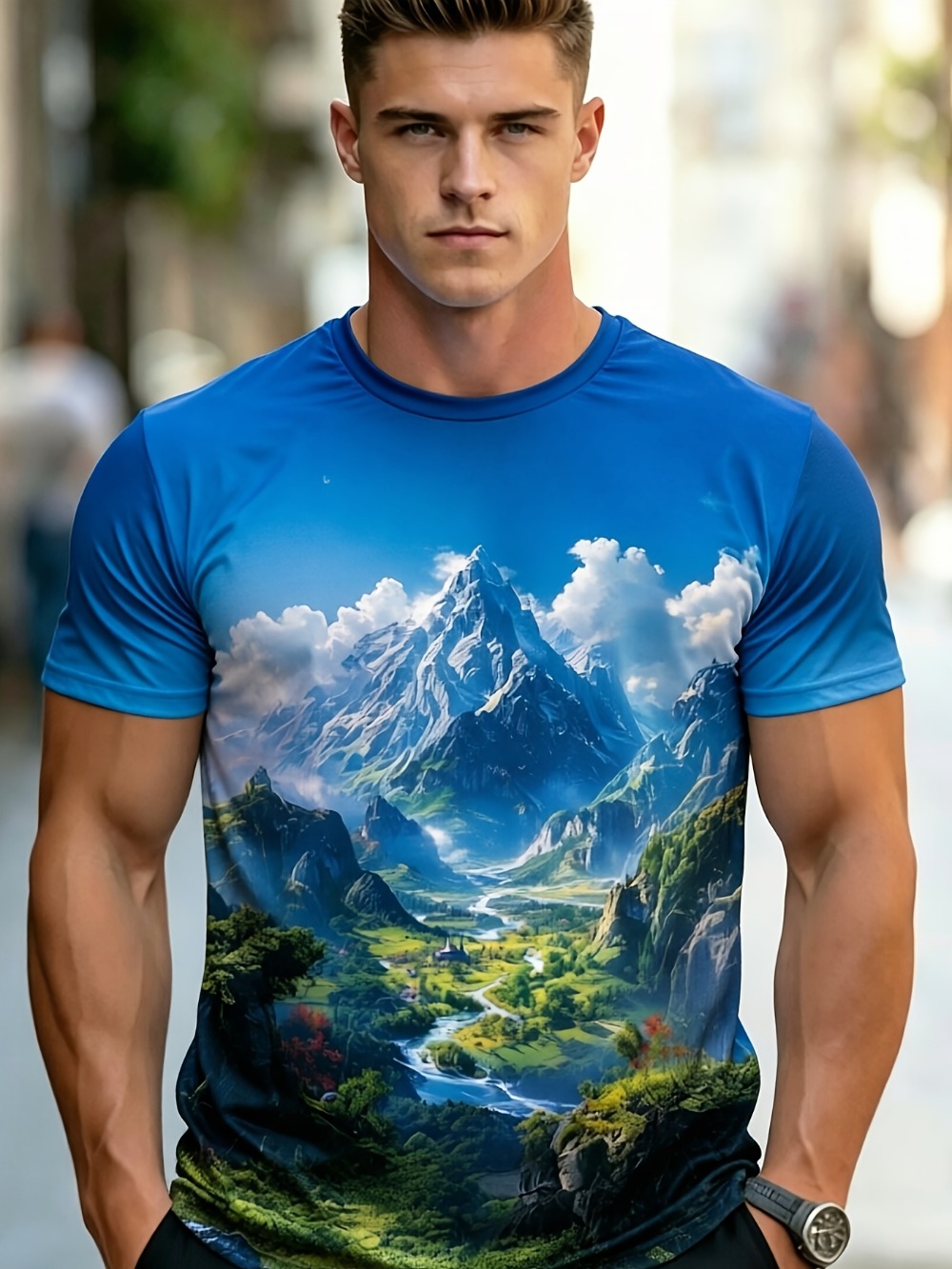 Street Fashion Y2K - Kaos Lengan Pendek Pria dengan Motif
