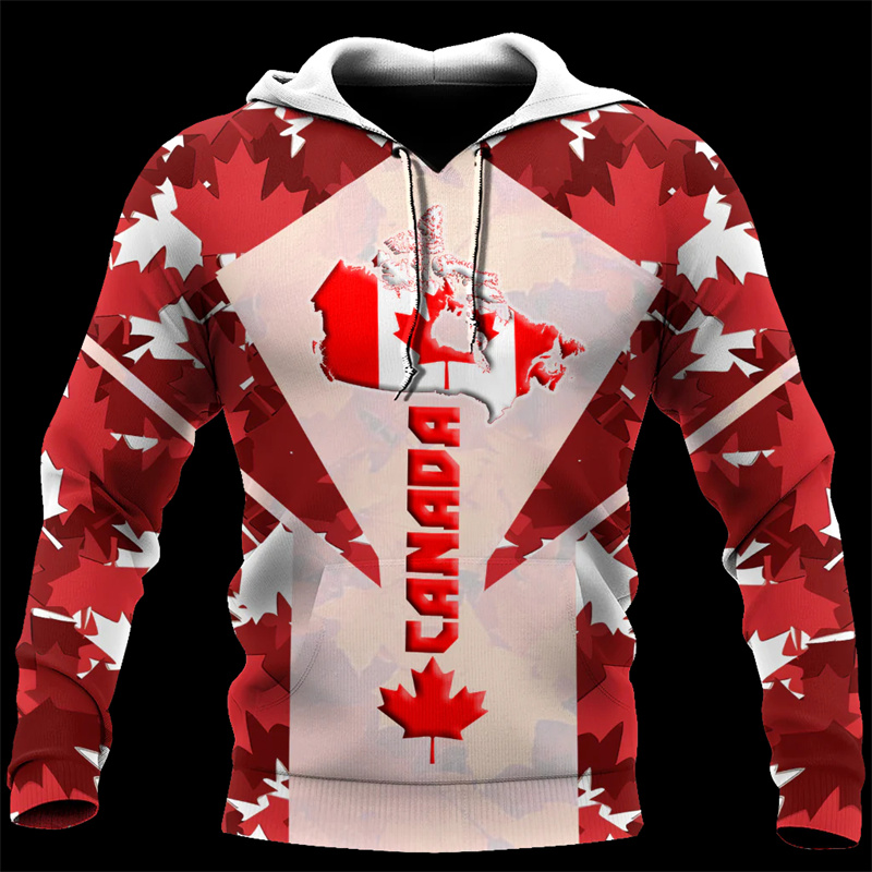 Hoodie gambar daun Maple Kanad - Street Fashion Canada ulasan dan harga